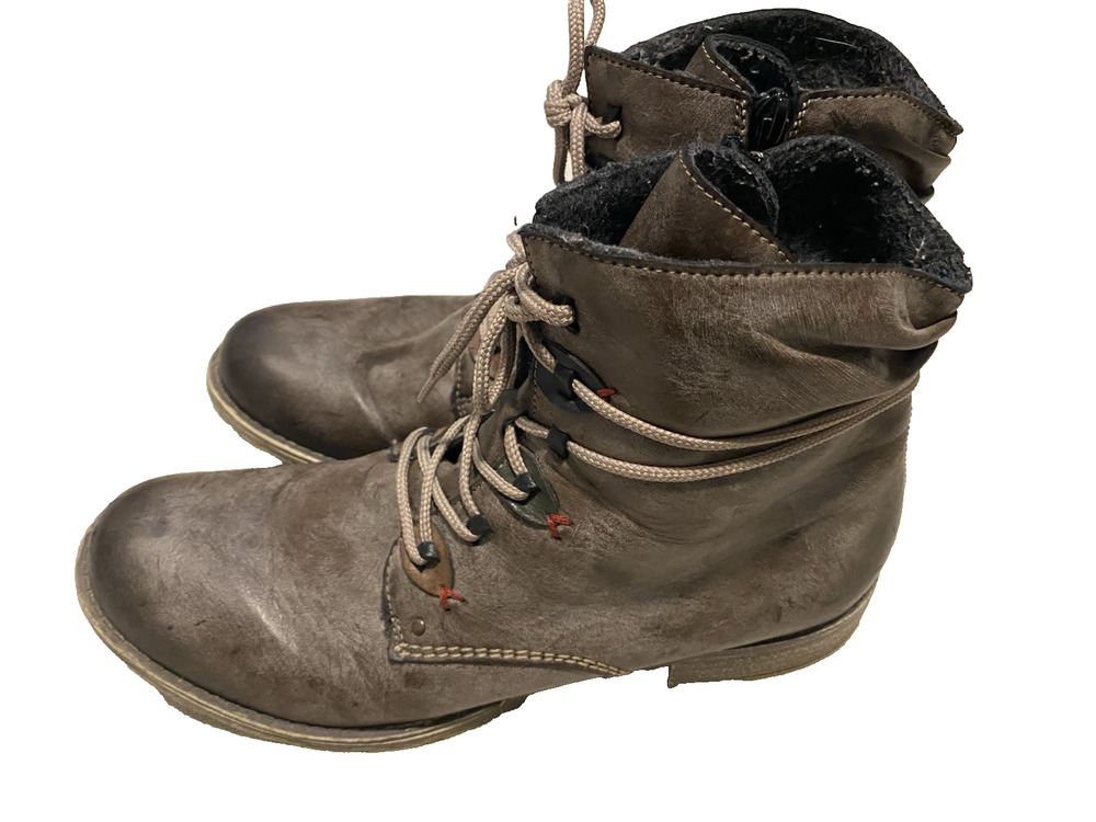 Rieker Payton Womens Ankle Boots Size (42) 10-10.5 Military Style Leather Bootie